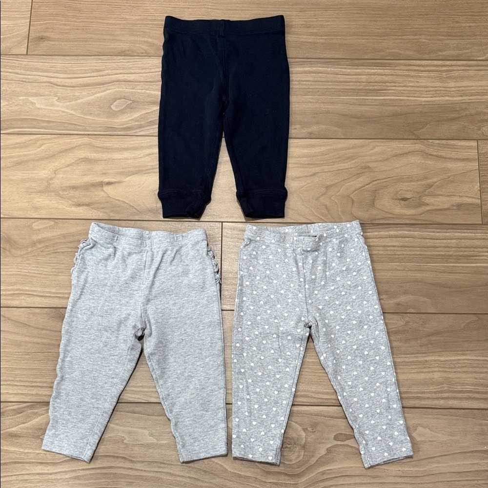 Baby Navy Blue and Gray Leggings Set